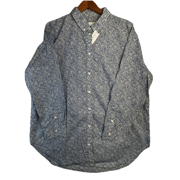 American Eagle Outfitters Tops - American Eagle NWT 100% Cotton Blue White Floral Print Button-Up Shirt Small